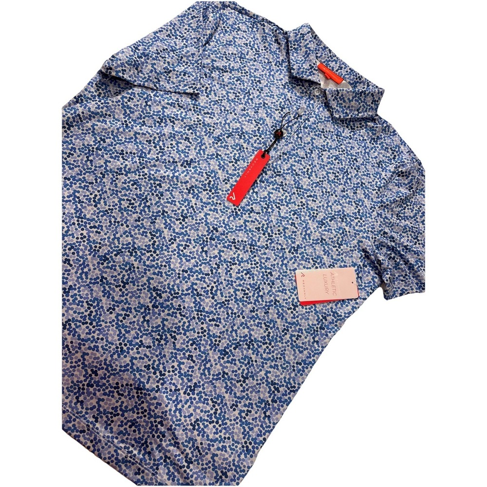 Redvanly Polo Shirt Athletic Mens Size L Blue‎ Lavender Golf Performance Stretch